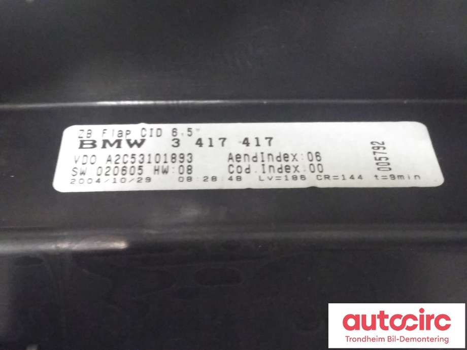 Bilstereo navigasjon skjerm til BMW X3 2003-2006 (Fase 1) (E83) (E83) (SIEMENS/VDO|3417417|3452286|65503452286)