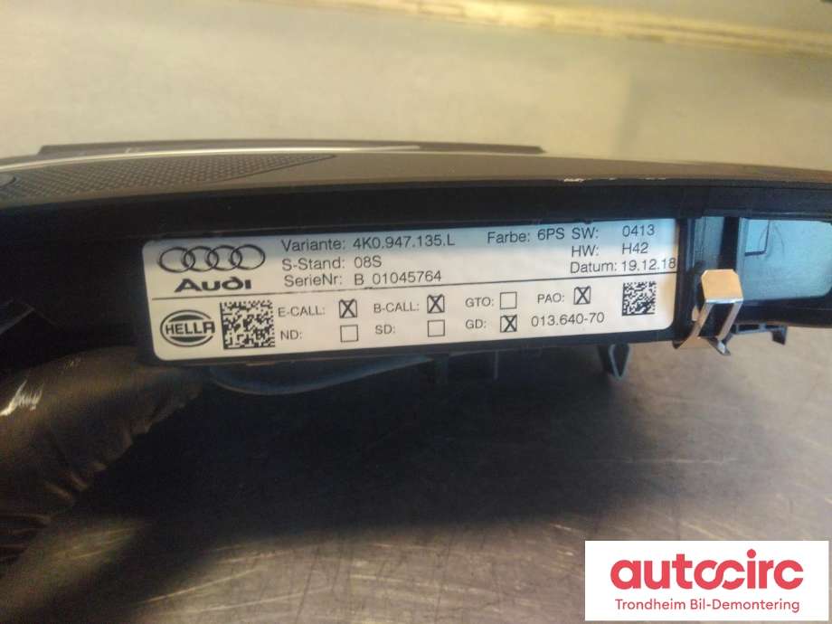 Taklyspanel til Audi e-tron 2018-->>  (..|4K0947135L|5Q0951177|4K0959723A| 4K0959728A)