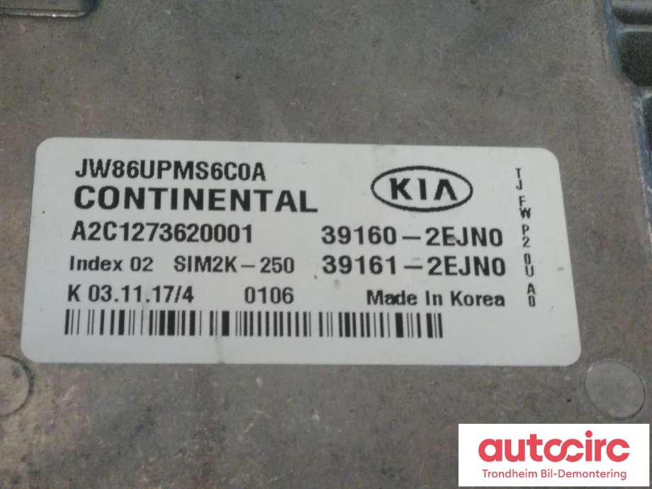 Styreenhet motor til Kia Optima 2017-2020  (CONTINENTAL|39161-2EJN0|391612EJN0|)