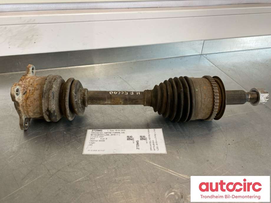 Drivaksel høyre foran, diesel/automat til Mitsubishi L200 2019-->> (Type V, Fase 2) (..|3815A582|)