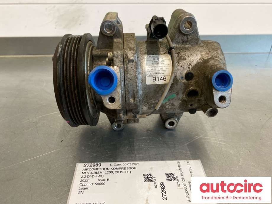 Aircondition kompressor til Mitsubishi L200, 2019-->> (Type V, Fase 2)  (..|7813B146)