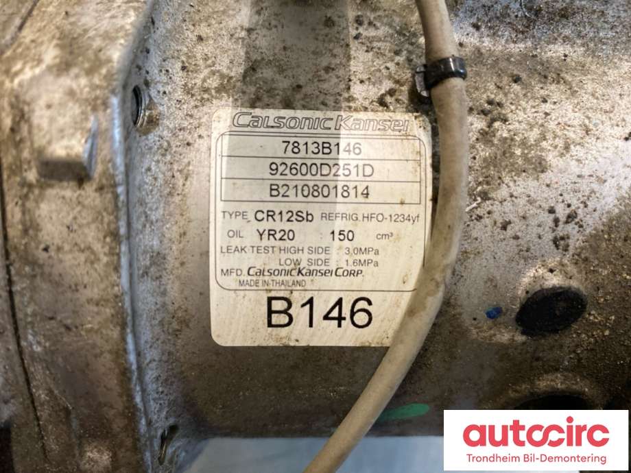 Aircondition kompressor til Mitsubishi L200 2019-->> (Type V, Fase 2)  (..|7813B146|)