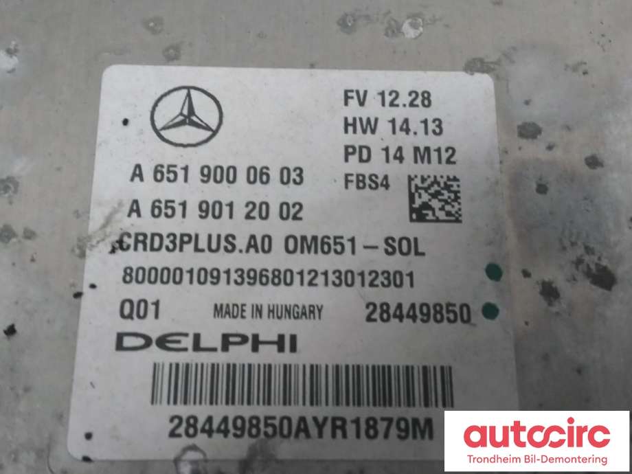 Styreenhet motor til Mercedes C-Klasse 2014-2018 (Fase 1) (W205) (W205) (DELPHI|A6519000603|)
