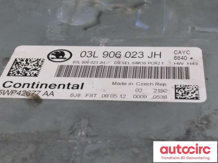 Styreenhet motor til Škoda Superb 2008-2015 (Type II)  (CONTINENTAL|03L906023JH|03L 906 023 JH|)