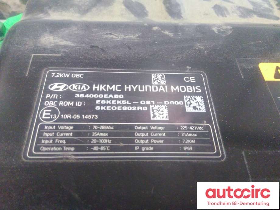 Batterilader (OBC - On Board Charger) til Kia e-Soul 2019-->> (Type III)  (...|364000EAB0|)
