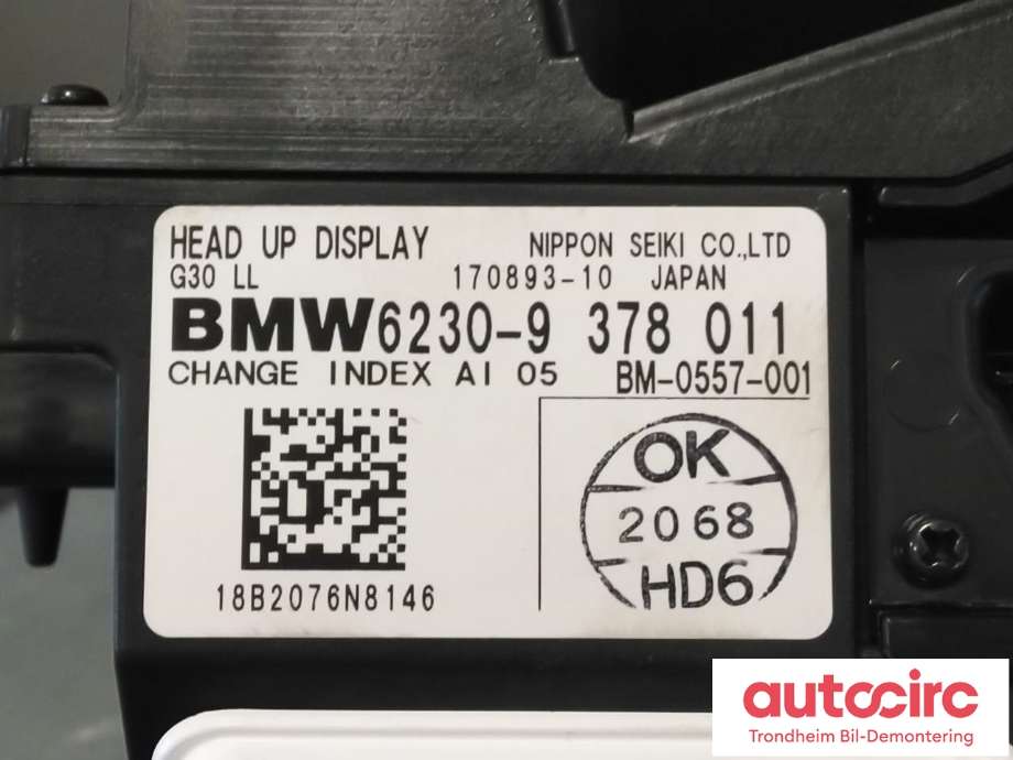 Instrument head-up display (HUD) til BMW 5-Serie 2017-->> (G30/G31) (G30/G31) (..|62309378011|62308784915|)