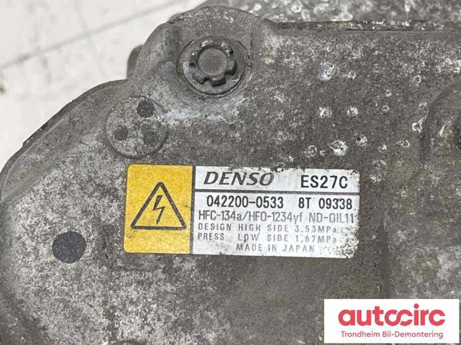 Aircondition kompressor hybrid til Toyota RAV4 2016-2019 (Type IV, Fase 2)  (DENSO|8837033030|88370-33030|0422000533)