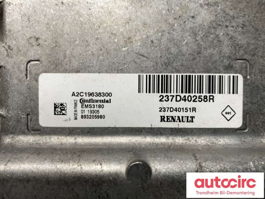 Styreenhet motor til Renault Kangoo 2008-2021 (Type II)  (CONTINENTAL|237D40258R|)