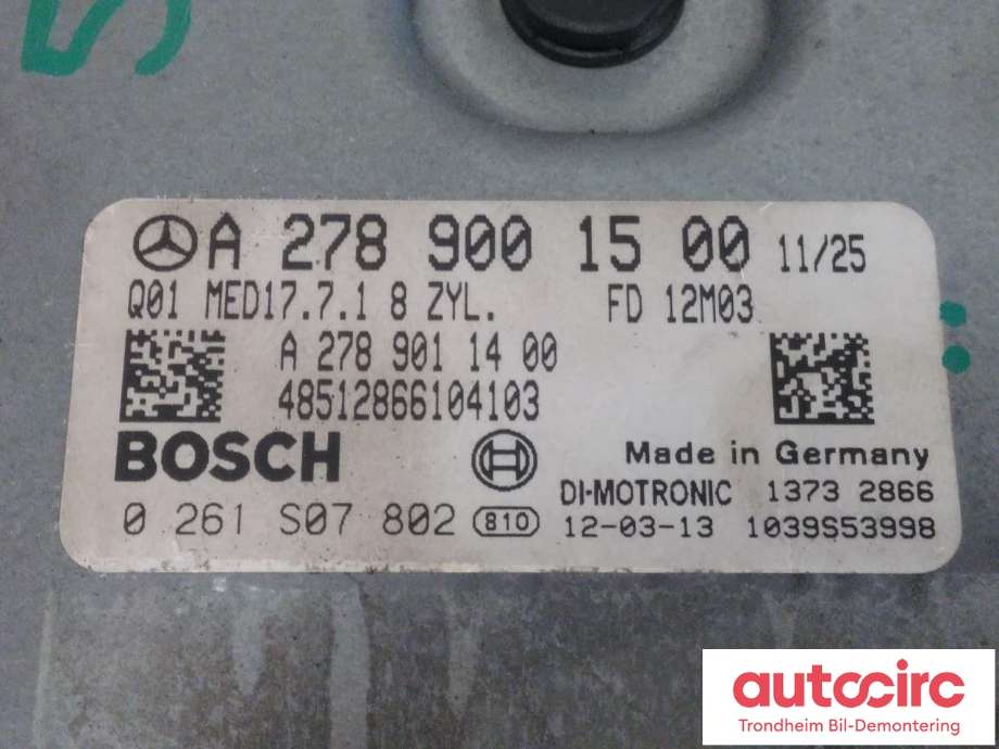Styreenhet motor til Mercedes E-Klasse 2009-2013 (Fase 1) (W212) (W212) (BOSCH|A2789001500|0261S07802|)