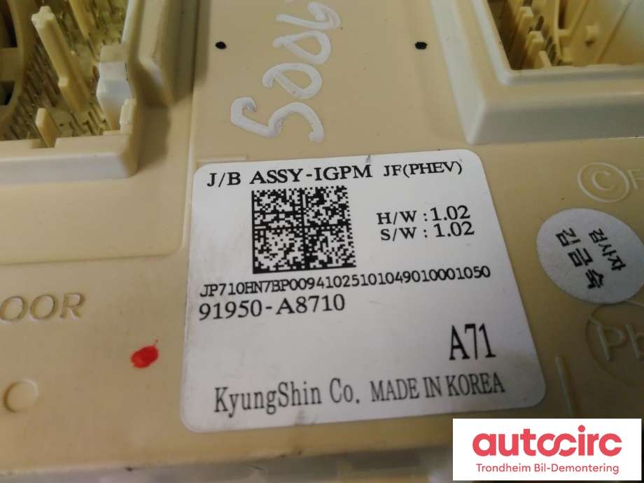 Sikringsboks kupe til Kia Optima 2017-2020  (KYUNGSHIN|91950-A8710|91950A8710|)