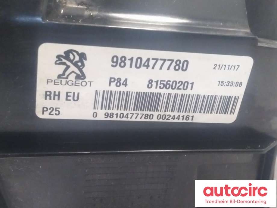 Baklykt høyre indre til Peugeot 3008 2016-->> (Type II)  (AUTOMOTIVE LIGHTING|9810477780|98 104 777 80|81560201)
