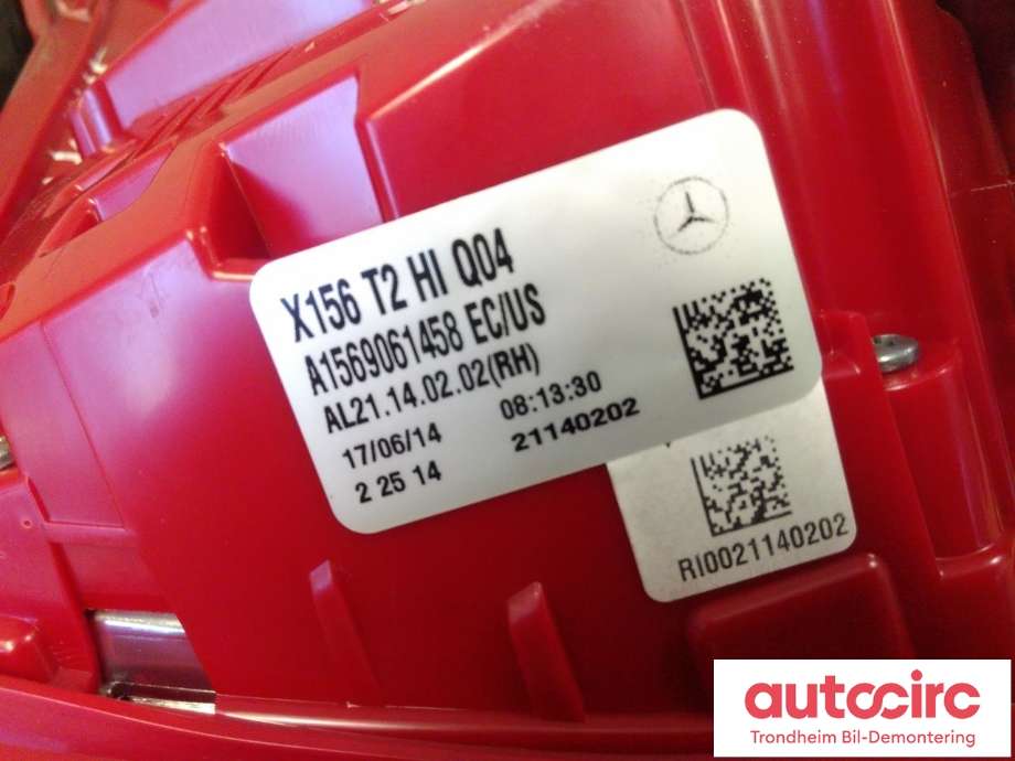 Baklykt høyre indre til Mercedes GLA 2014-2020 (X156) (X156) (..|A1569061458|A 156 906 14 58|)