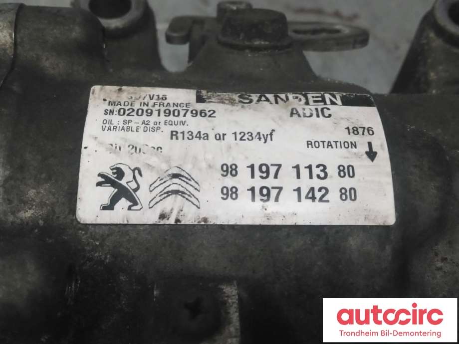 Aircondition kompressor til Peugeot Boxer 2014-->> (Type III, Fase 2)  (SANDEN|9819711380|9819714280|9676552680)