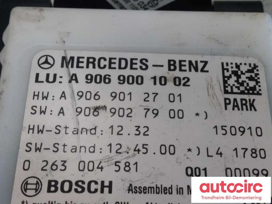Styreenhet parkering til Mercedes Sprinter 2013-2018 (Fase 2) (906) (906) (BOSCH|A9069001002|A9069005000|0263004581)