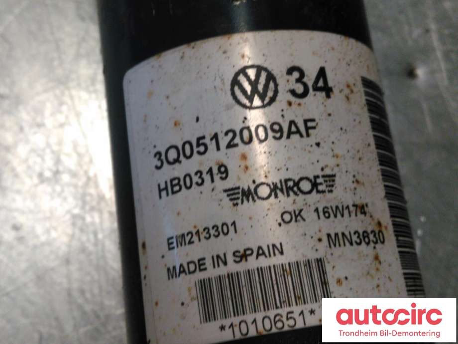Støtdemper bak til Škoda Superb 2015-->> (Type III) (MONROE|3Q0512009AF|3Q0513045AD|)