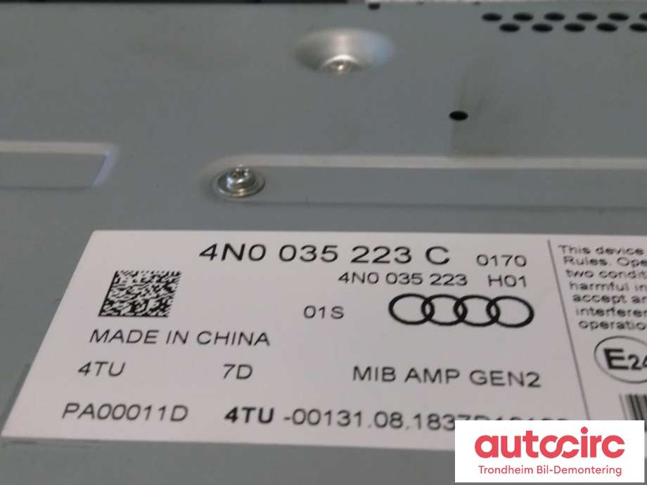 Bilstereo forsterker til Audi e-tron 2018-->>  (..|4N0035223C|4N0 035 223 C|)