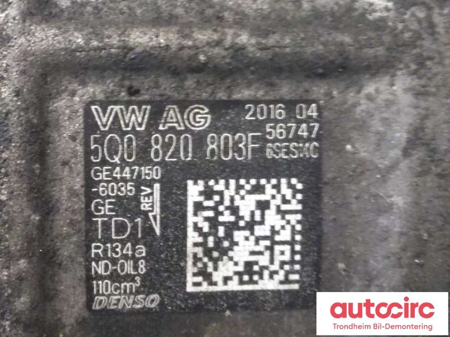 Aircondition kompressor til Škoda Superb 2015-->> (Type III)  (DENSO|5Q0820803F|5Q0820803K|GE447150-6035)