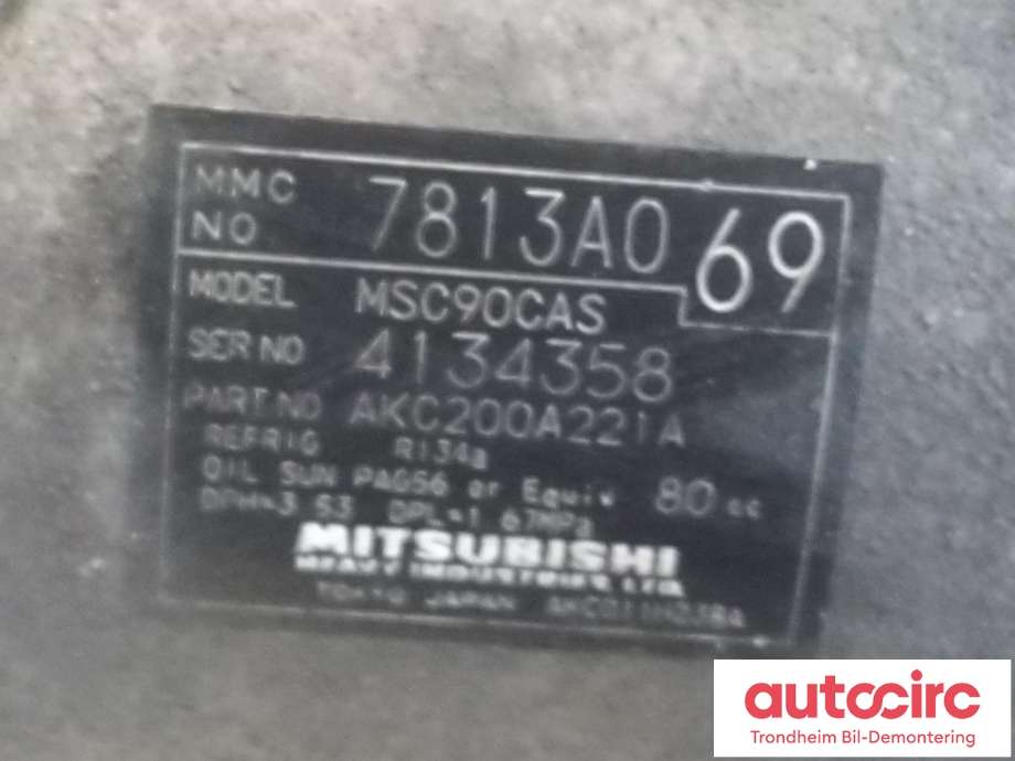 Aircondition kompressor til Mitsubishi Outlander 2010-2012 (Type II, Fase 2)  (MITSUBISHI|7813A069|MSC90CAS|AKC200A221A)