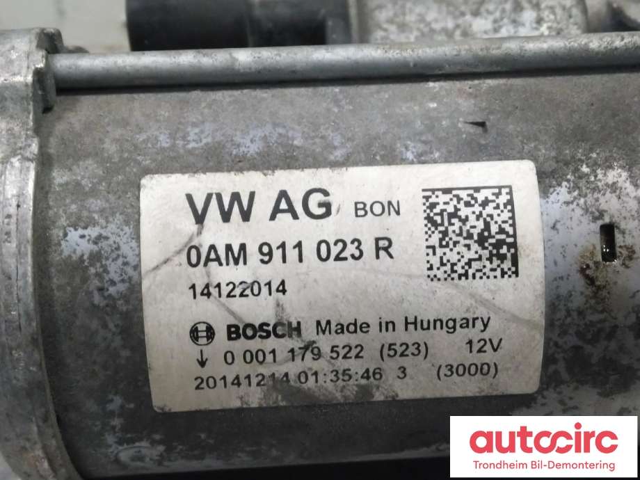Starter til Audi A3 2012-2016 (Type III, Fase 1)  (BOSCH|0AM911023R|0AM 911 023 R|0001179522)