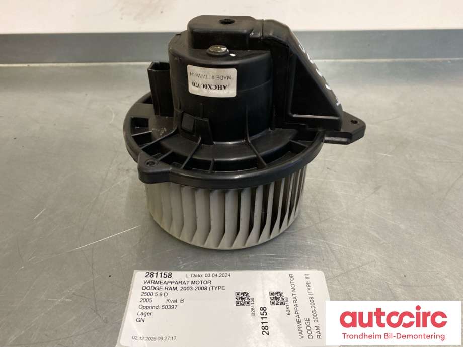 Varmeapparat motor til Dodge Ram, 2003-2008 (Type III)  (5096255AA)