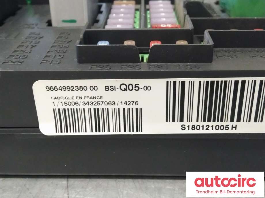 Sikringsboks til Peugeot 508 2014-2018 (Type I, Fase 2)  (CONTINENTAL|9664992380|1608181180|)
