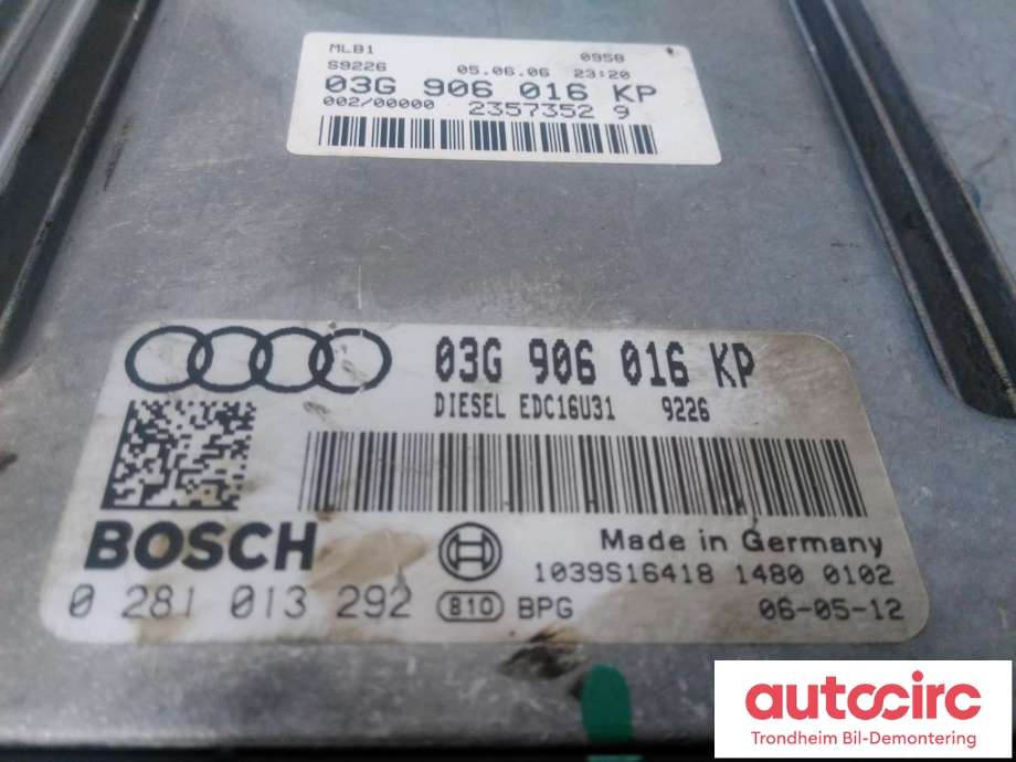 Styreenhet motor til Audi A4 2004-2008 (Type III) (B7) (B7) (BOSCH|03G997058LX|03G906016KP|0281013292)