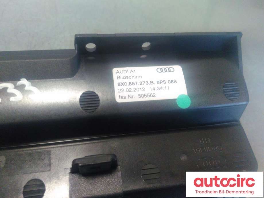 Bilstereo navigasjon skjerm til Audi A1 2010-2014 (Type I, Fase 1)  (...|8X0857273B|8X0919603B|)