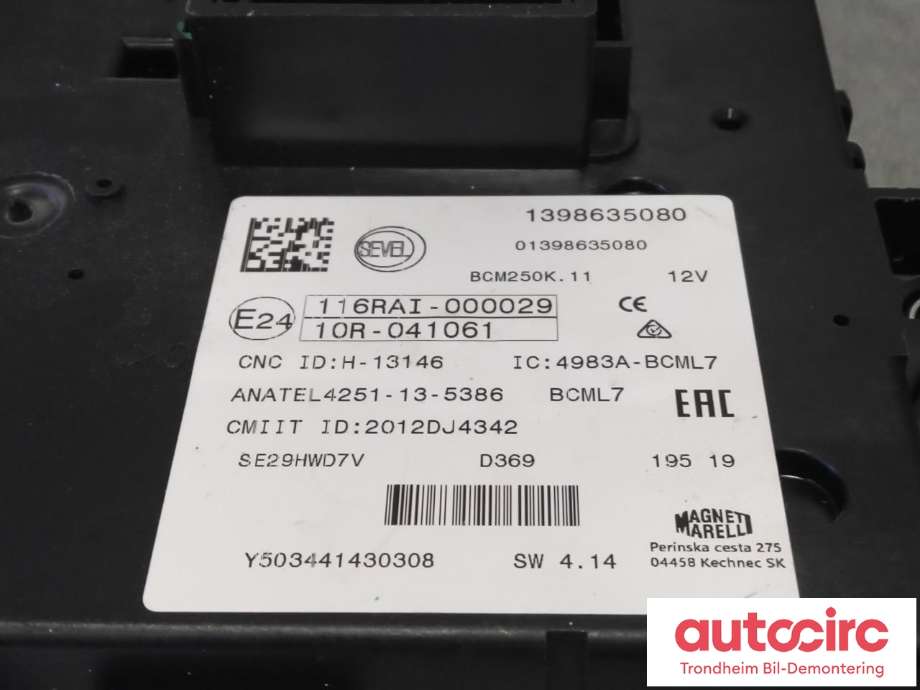 Sikringsboks til Peugeot Boxer 2014-->> (Type III, Fase 2) (..|1398635080|1671206580|)
