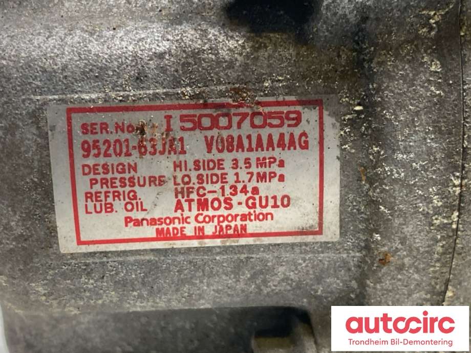 Aircondition kompressor til Suzuki SX4 2009-2013 (Type I, Fase 2)  (PANASONIC CORP|95200-63JA1|)