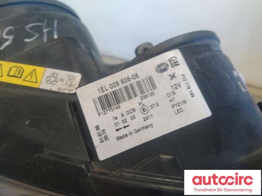 Frontlykt høyre xenon til Saab 9-3 2008-2011 (Type II, Fase 2)  (HELLA|12770144|1EL009606-06|)