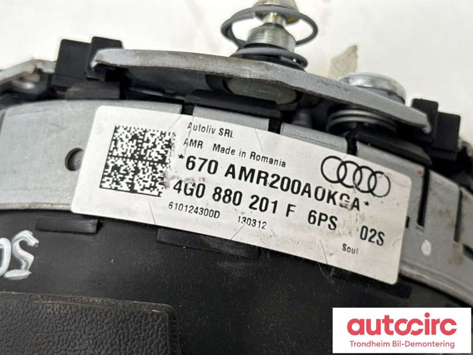 Airbag rattpute til Audi A6 2011-2014 (Type IV, Fase 1) (C7) (C7) (AUTOLIV|4G0880201F|)