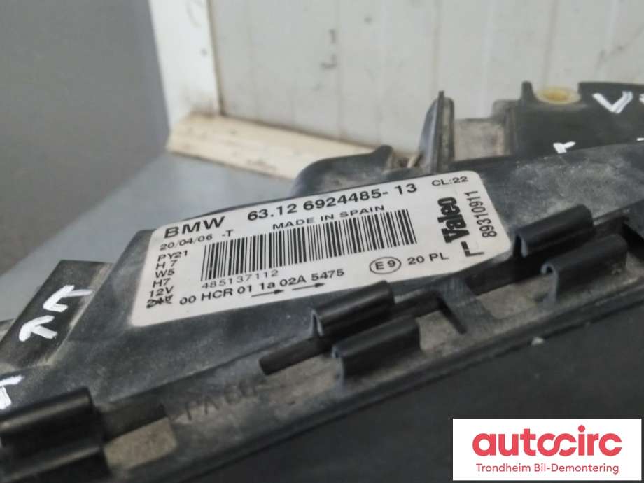 Frontlykt venstre halogen til BMW 1-Serie 2004-2011 (E81/E82/E87/E88) (E81/E82/E87/E88) (VALEO|63126924485|63 12 6 924 485|)