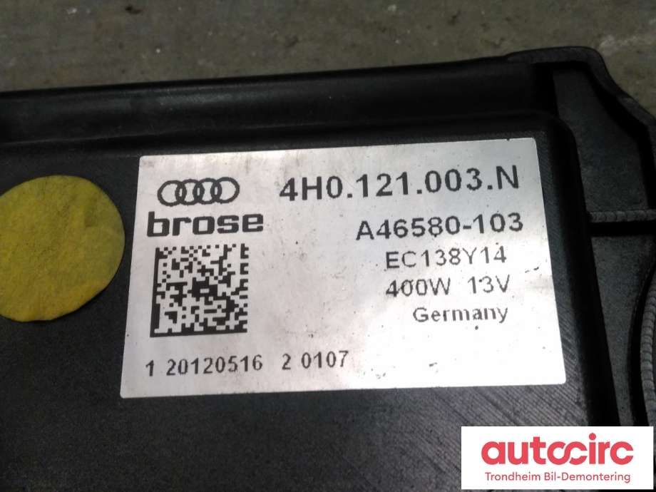 Kjølevifte elektrisk til Audi A4 2007-2014 (Type IV) (B8) (B8) (BROSE|4H0121003N|4H0959455AD|4H0959455AE| 4H0 959 455 AD| 4H0 959 455 AE| 4H0 121 003 N| A46580-103)