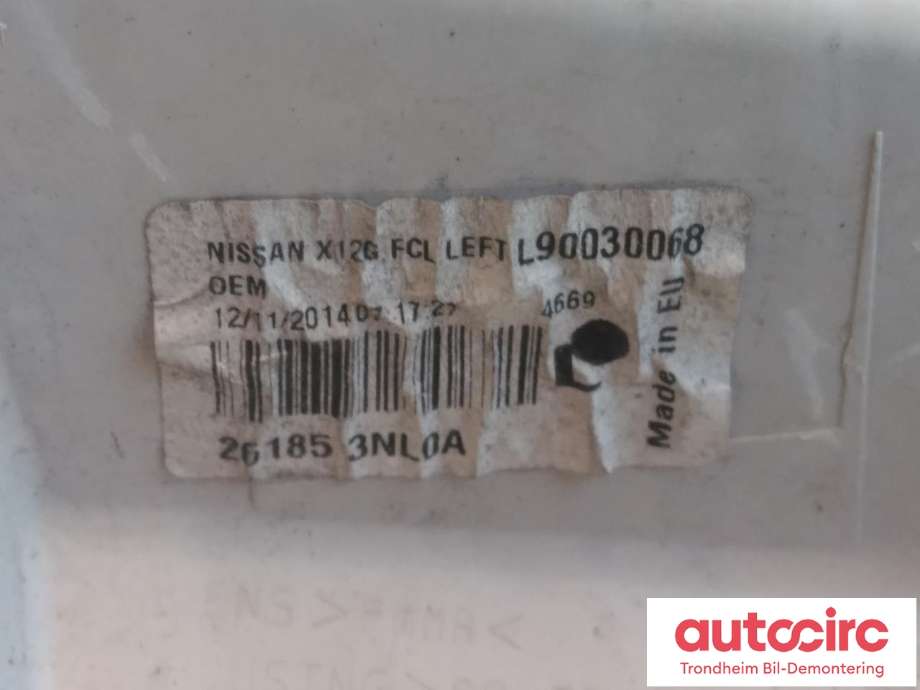 Refleksplate til Nissan Leaf 2011-2017 (Type I)  (VALEO|26185-3NL0A|261853NL0A|L90030068)
