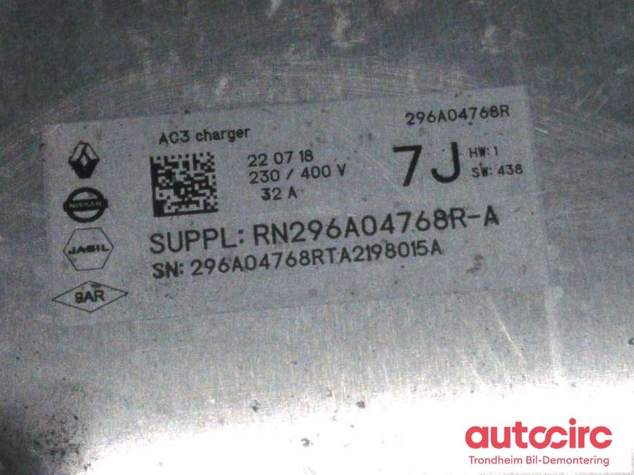 Batterilader (OBC - On Board Charger) til Nissan Ariya 2022-->> (RENAULT/NISSAN/JASIL|296A000Q0B|296A04768R|RN296A04768R-A)