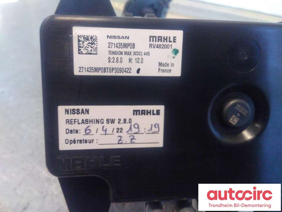 Varmeapparat PTC-heater til Nissan Ariya 2022-->>  (MAHLE|271435MP0B|)
