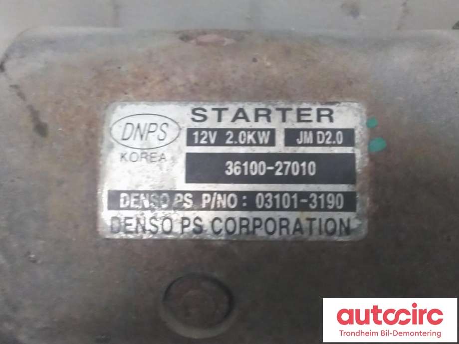 Starter diesel til Hyundai Santa Fe 2006-2009 (Type II, Fase 1)  (DENSO|36100-27010|3610027011|03101-3190)