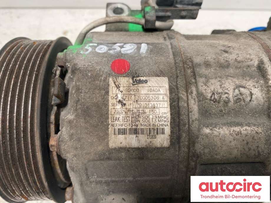 Aircondition kompressor til Nissan X-Trail 2007-2014 (T31) (T31) (VALEO|92600-1DA0A|926001DA0A|Z0005306)