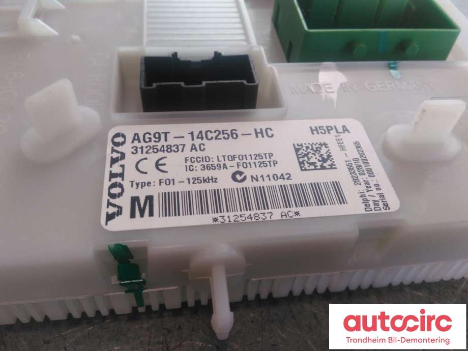 Sikringsboks til Volvo XC60 2008-2013 (Type I, Fase 1)  (CEM|31254837|AG9T-14C256-HC|31327994)