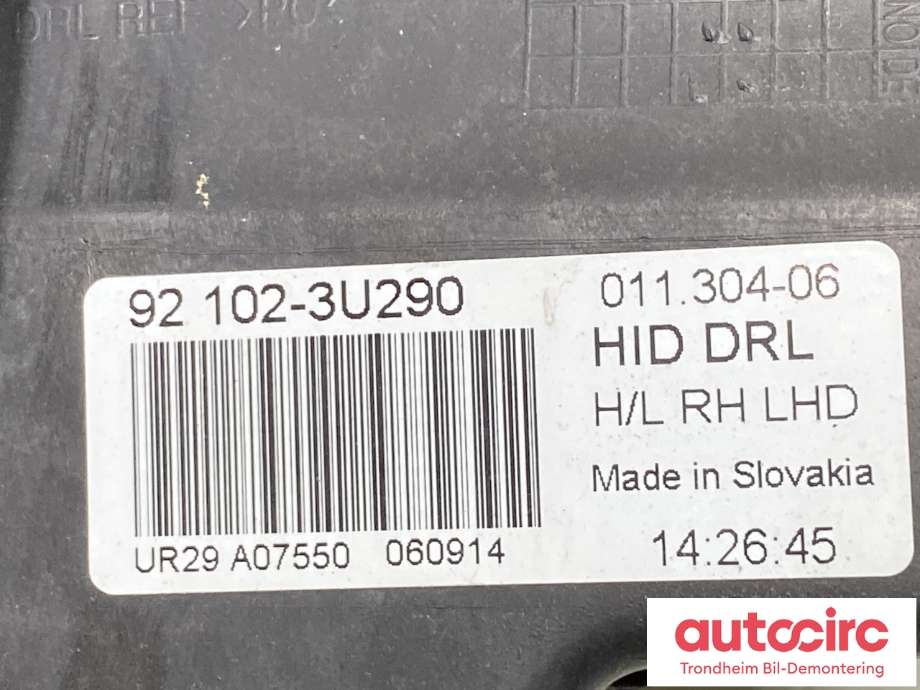 Frontlykt høyre xenon til Kia Sportage 2010-2016 (Type III)  (..|921023U290|92102-3U290|)