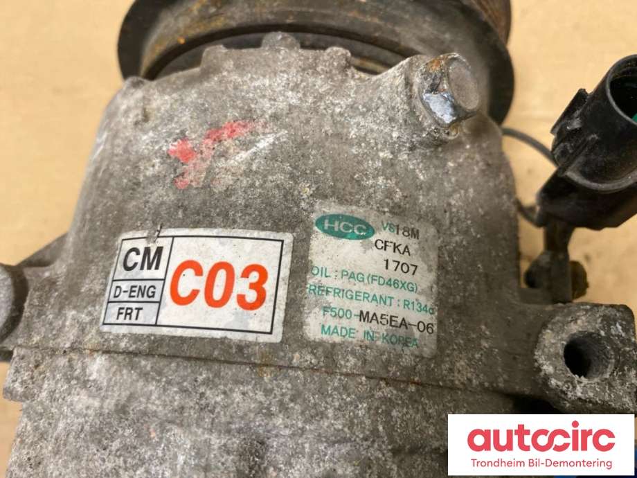 Aircondition kompressor til Hyundai Santa Fe 2006-2009 (Type II, Fase 1)  (HCC|97701-2B101|97701-3K720|97701-2B100| 977012B101| 977013K720| 977012B100| F500-MA5EA-06)