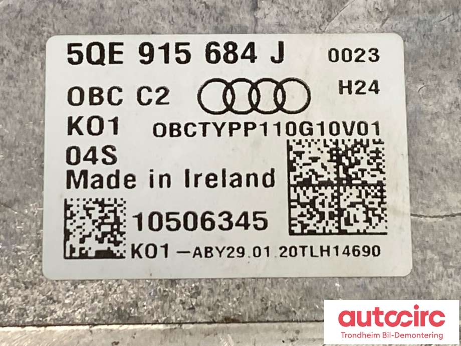 Batterilader (OBC - On Board Charger) til Audi e-tron 2018-->>  (5QE915684J|)
