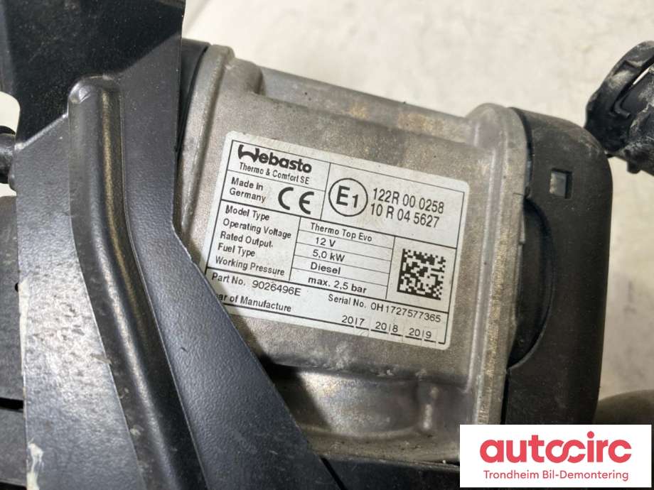 Dieselvarmer til Volvo V90 / V90 CC / S90 2016-->>  (WEBASTO|31469689|32275390|9026496E)