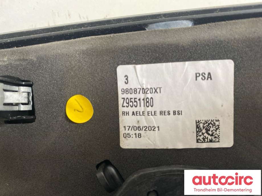 Speil høyre til Opel Vivaro C 2020-->>  (..|98087020XT|)