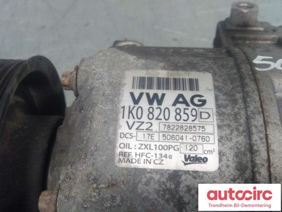 Aircondition kompressor til Škoda Octavia 2005-2008 (Type II, Fase 1)  (VALEO|1K0820859D|1K0820859QX|1K0820808F)