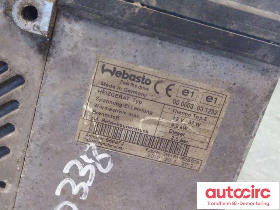 Dieselvarmer til Subaru Outback 2015-2020 (Type V) (WEBASTO|66887J|)