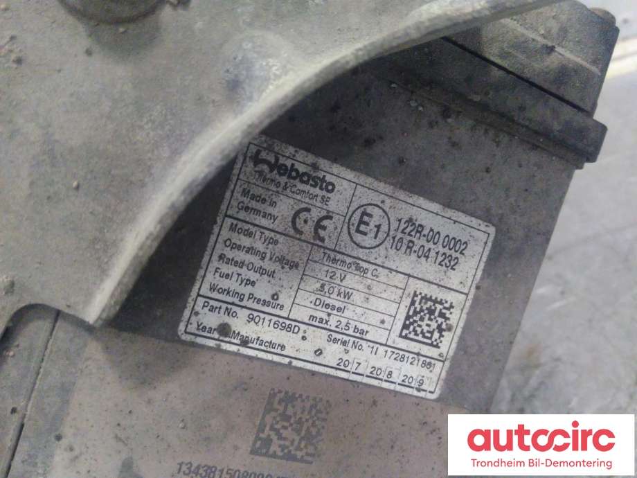 Dieselvarmer til Peugeot Boxer 2014-->> (Type III, Fase 2)  (WEBASTO|6462V4|1343815080|9011698D)
