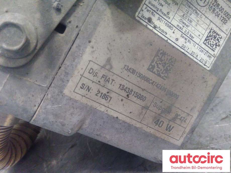 Dieselvarmer til Peugeot Boxer 2014-->> (Type III, Fase 2)  (WEBASTO|6462V4|1343815080|9011698D)
