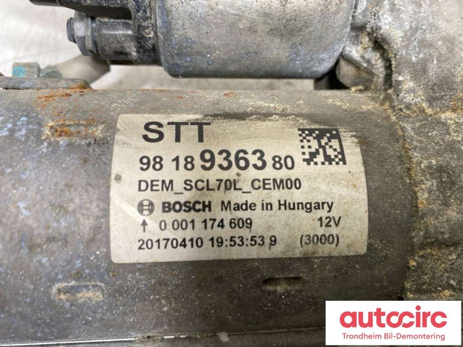 Starter diesel til Peugeot Boxer 2014-->> (Type III, Fase 2)  (BOSCH|9818936380|1624820580|0 001 174 609)