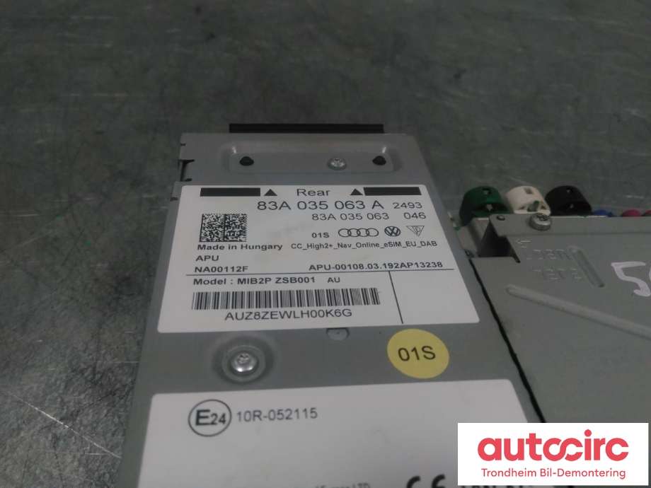 Bilstereo navigasjon til Audi A1 2018-->> (Type II)  (...|83A035063A|83A035063C|83A035063E)